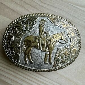 El Arturo Bronze Crumrine Belt‎ Buckle 3.75" Cowboy Western Oval USA Made